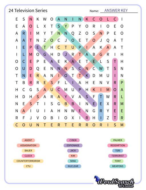 Word Search Puzzle - 24 Television Series