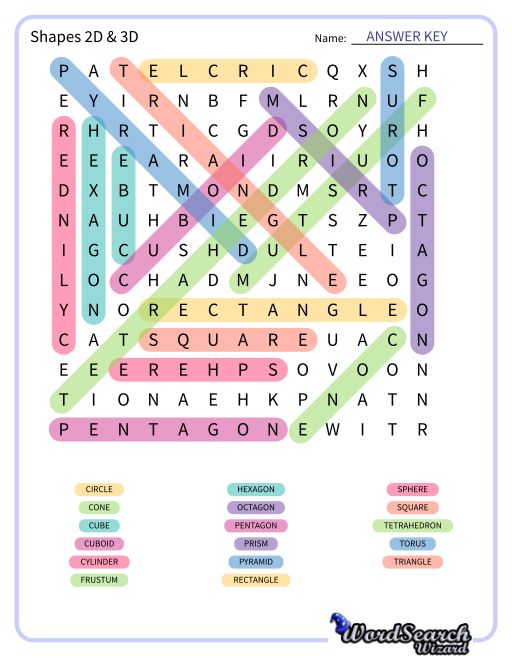 Shapes 2D & 3D Word Search Puzzle