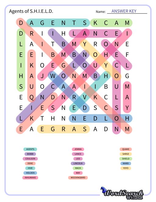 Agents of S.H.I.E.L.D. Word Search Puzzle