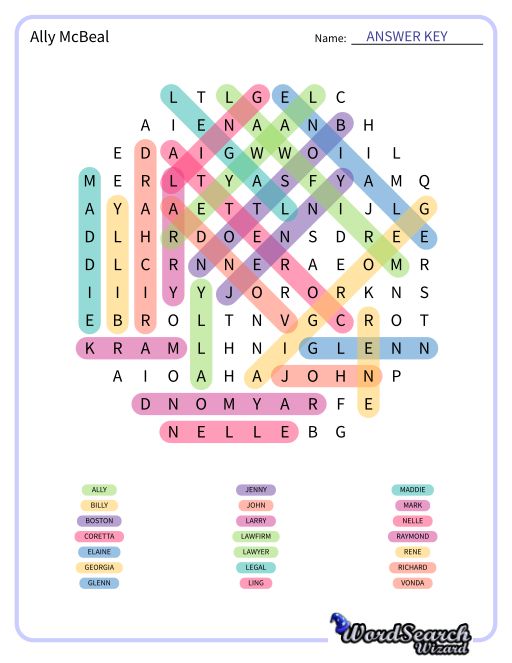 Ally McBeal Word Search Puzzle