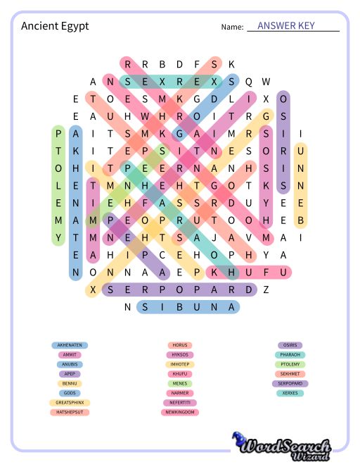 Ancient Egypt Word Search Puzzle