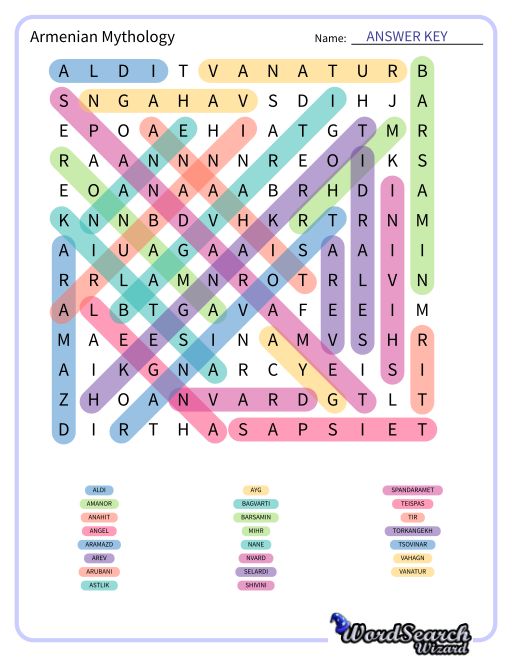 Armenian Mythology Word Search Puzzle