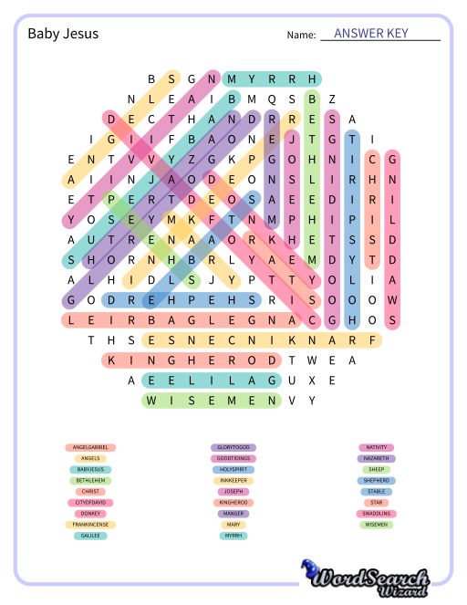 Baby Jesus Word Search Puzzle