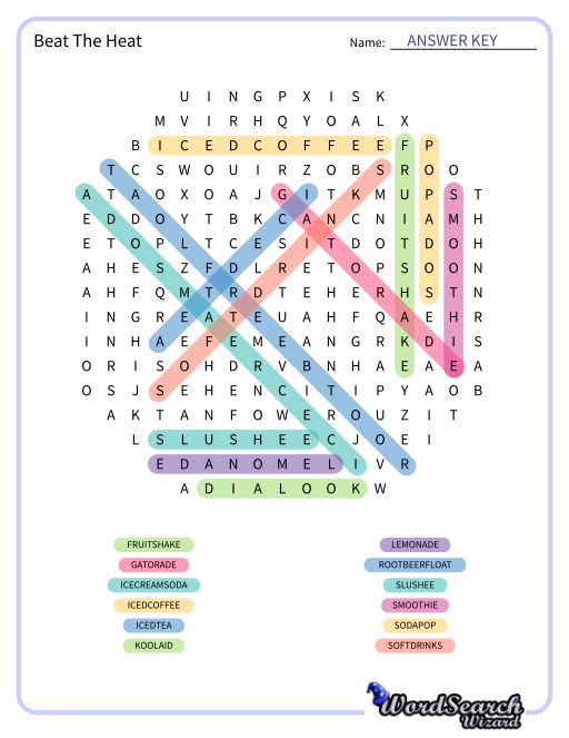 Beat The Heat Word Search Puzzle