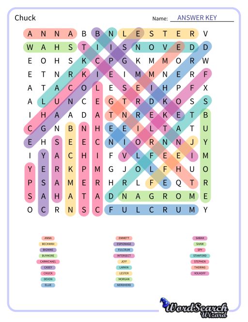 Chuck Word Search Puzzle