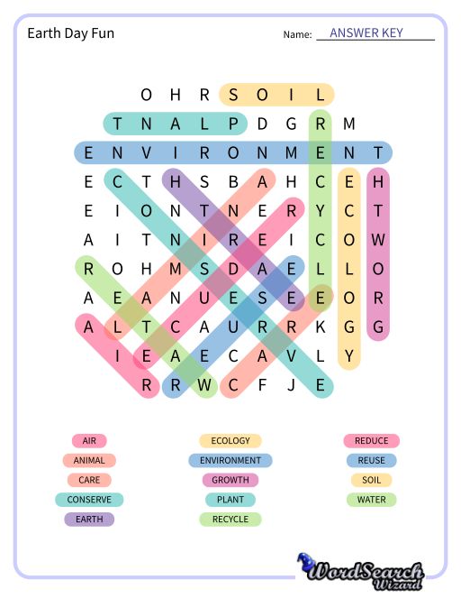 Earth Day Fun Word Search Puzzle
