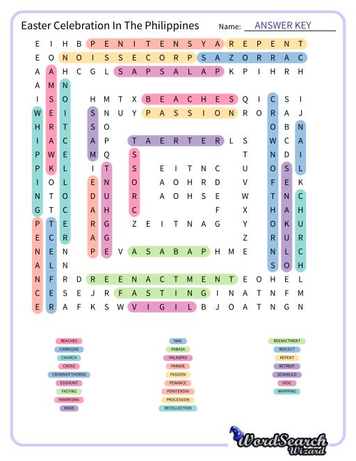 Easter Celebration In The Philippines Word Search Puzzle