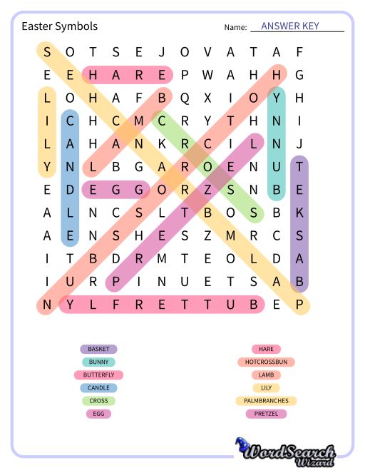 Easter Symbols Word Search Puzzle