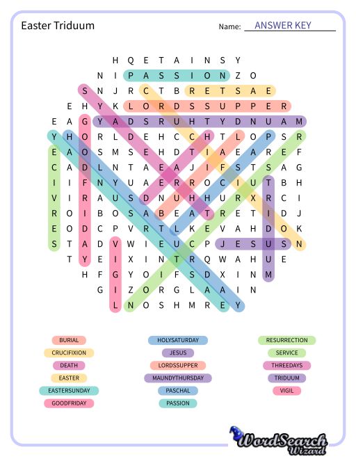 Easter Triduum Word Search Puzzle