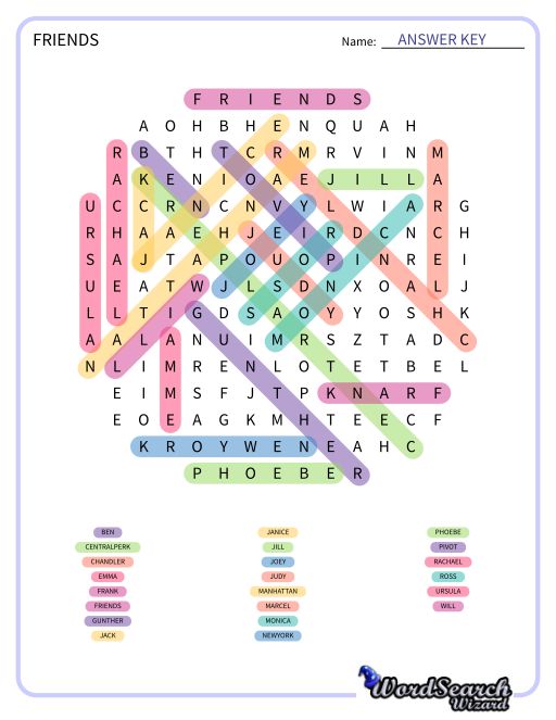 FRIENDS Word Search Puzzle