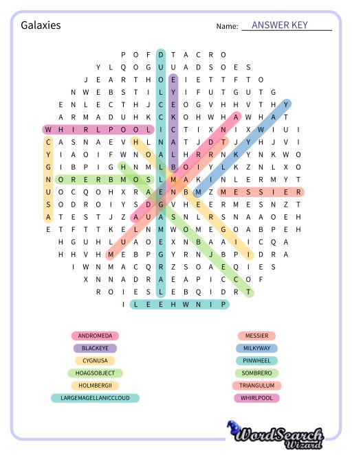 Galaxies Word Search Puzzle