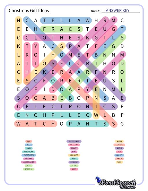 Word Search Puzzle Christmas Gift Ideas