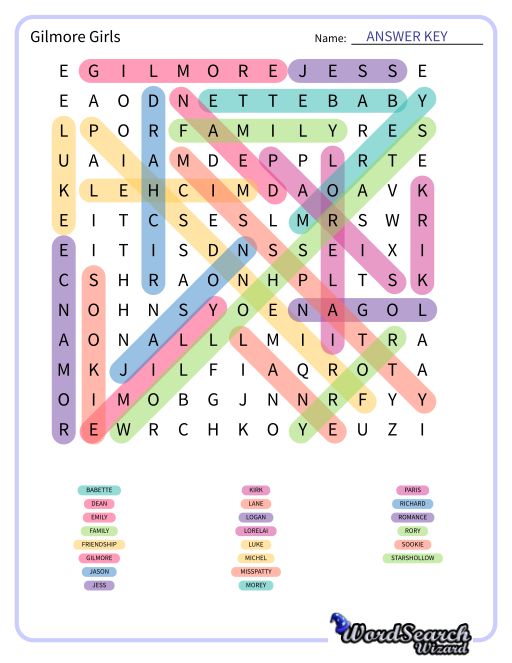 Gilmore Girls Word Search Puzzle