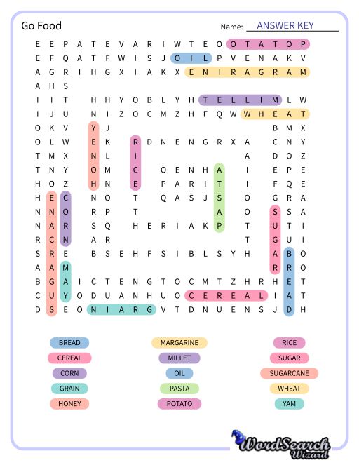 Go Food Word Search Word Search Puzzle