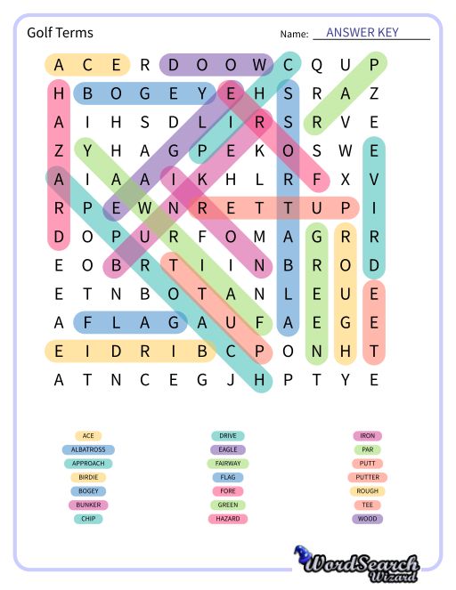 Golf Terms Word Search Puzzle