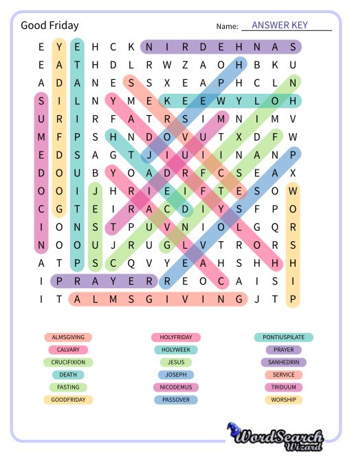 Good Friday Word Search Puzzle