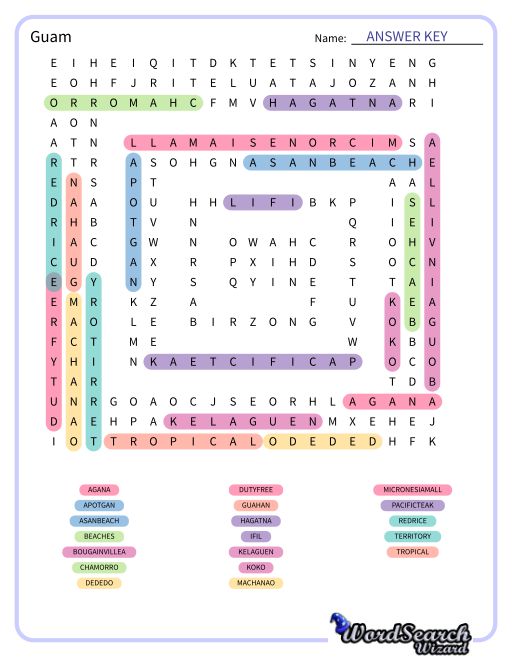 Guam Word Search Puzzle