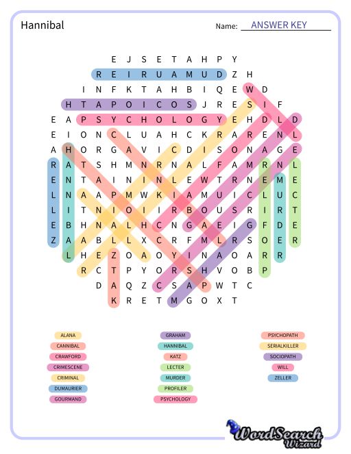 Hannibal Word Search Puzzle