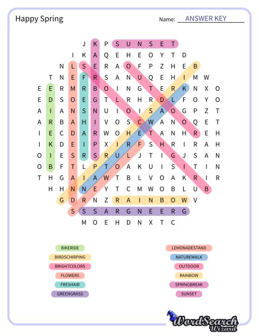 Happy Spring Word Search Puzzle