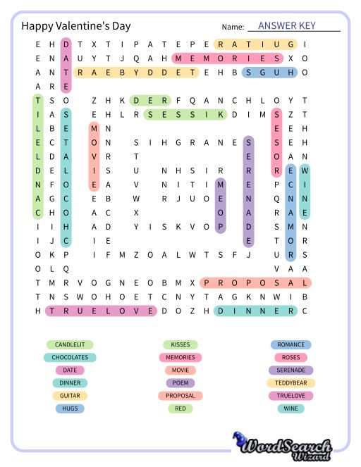 Happy Valentine's Day Word Search Puzzle