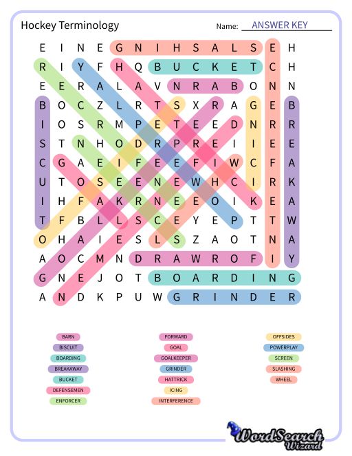 Hockey Terminology Word Search Puzzle