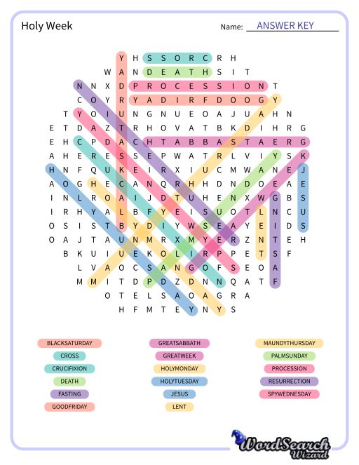 Holy Week Word Search Puzzle