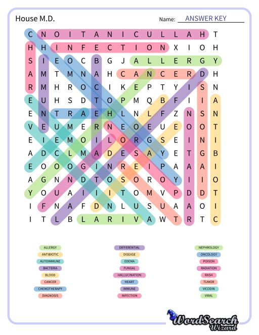 House M.D. Word Search Puzzle