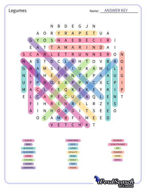 Legumes Word Search Puzzle