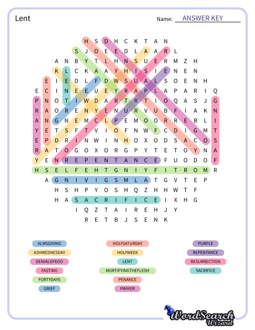 Lent Word Search Puzzle