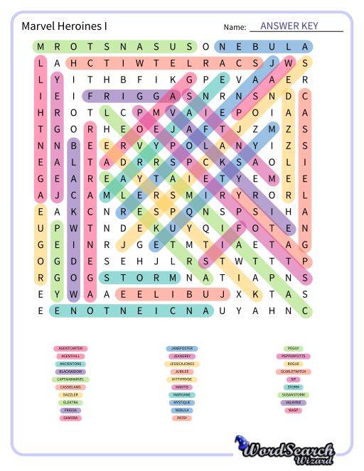 Marvel Heroines I Word Search Puzzle