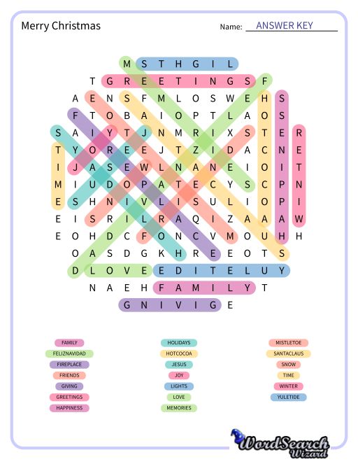 Merry Christmas  Word Search Puzzle
