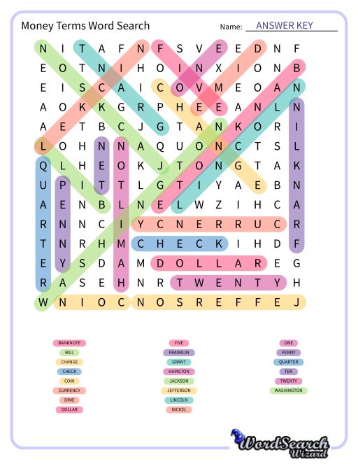 Money Terms Word Search Word Search Puzzle