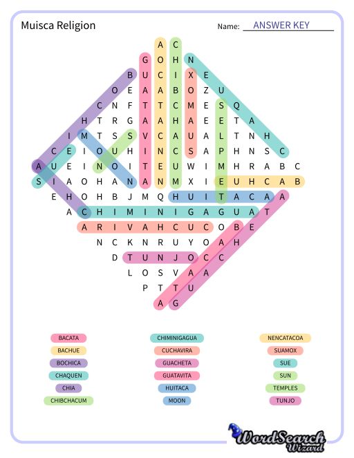 Muisca Religion Word Search Puzzle