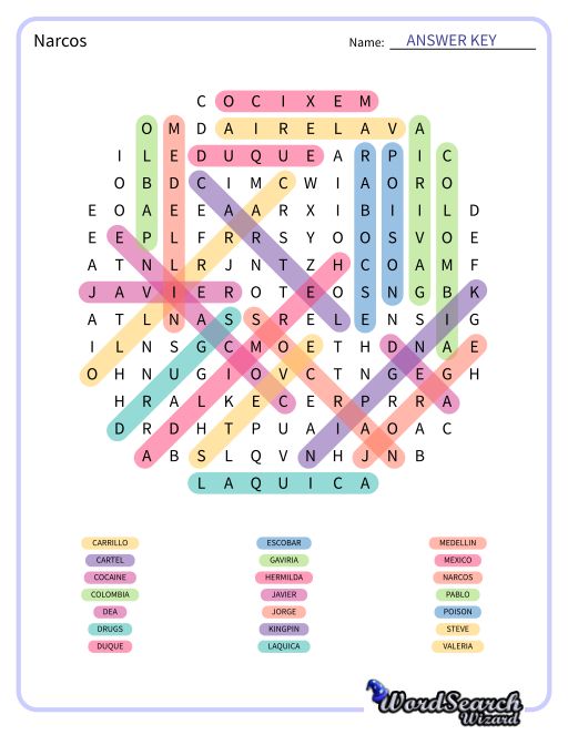 Narcos Word Search Puzzle