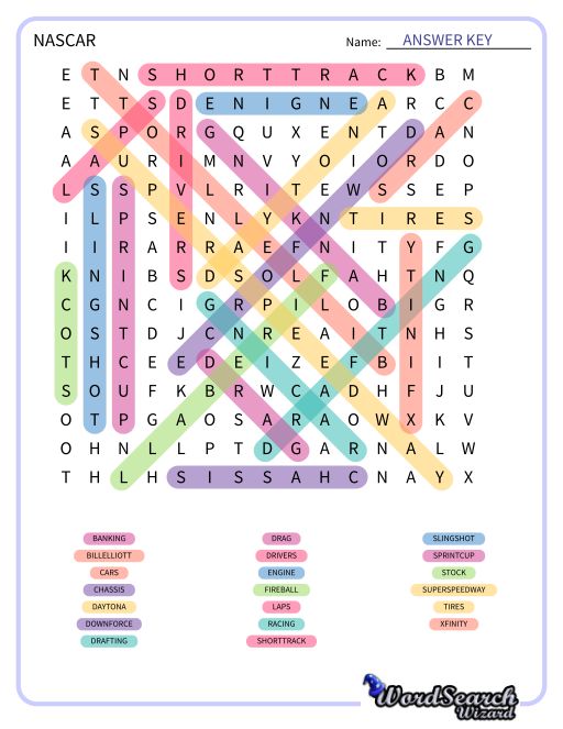 NASCAR Word Search Puzzle