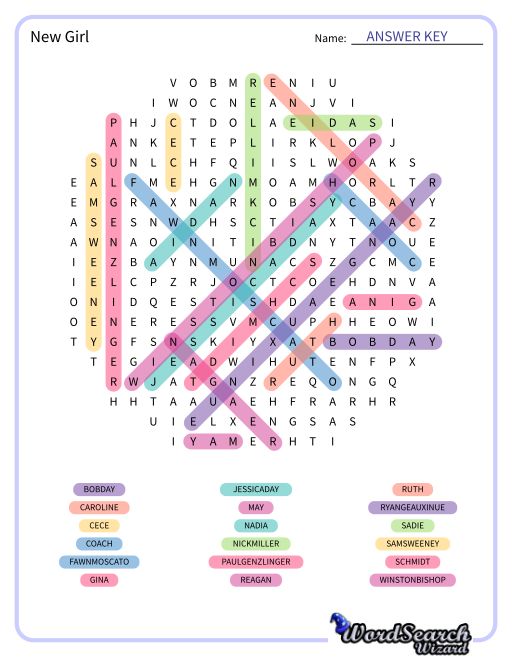 New Girl Word Search Puzzle