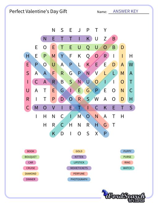 Perfect Valentine's Day Gift Word Search Puzzle