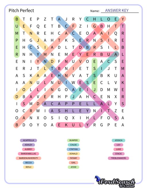 Pitch Perfect Word Search Puzzle