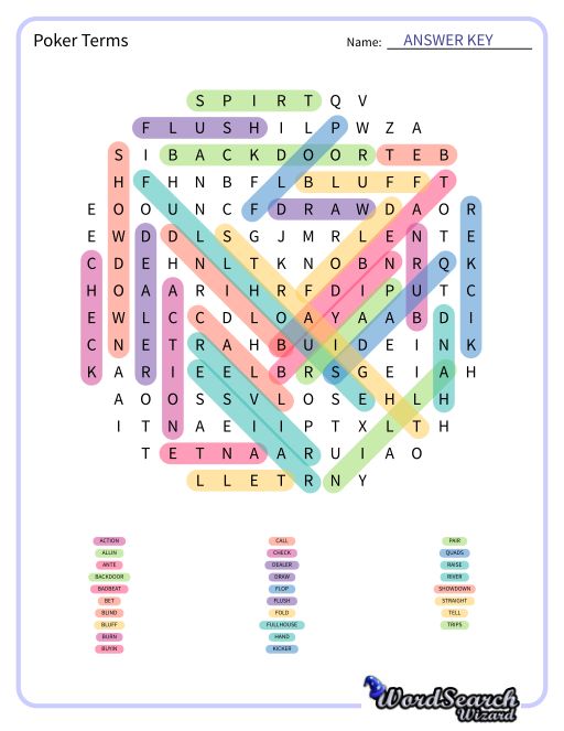 Poker Terms Word Search Puzzle