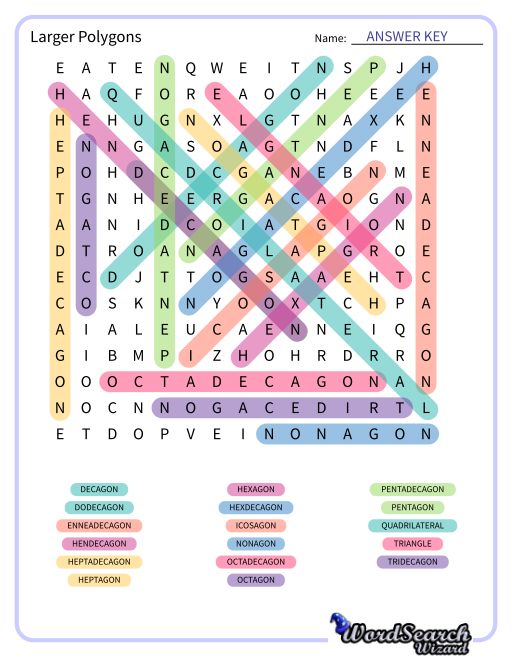 Larger Polygons Word Search Puzzle
