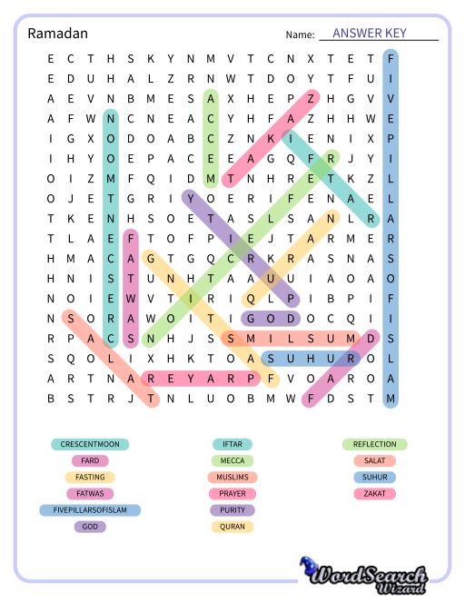 Word Search Puzzle Ramadan