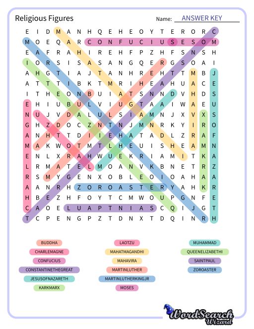 Religious Figures Word Search Puzzle