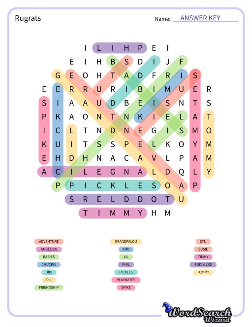 Word Search Puzzle Rugrats