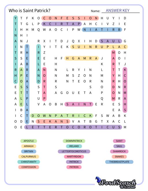 Who is Saint Patrick? Word Search Puzzle