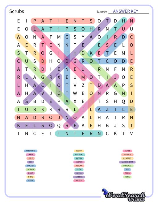 Scrubs Word Search Puzzle