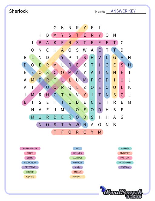 Sherlock Word Search Puzzle