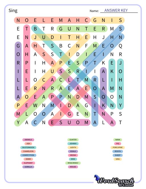 Sing Word Search Puzzle