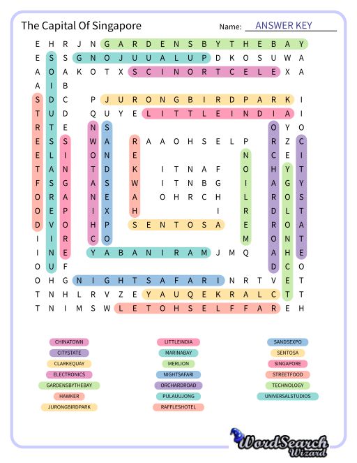 The Capital Of Singapore Word Search Puzzle