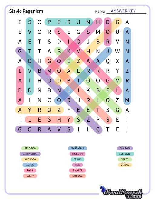 Slavic Paganism Word Search Puzzle
