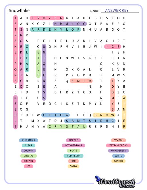 Snowflake Word Search Puzzle